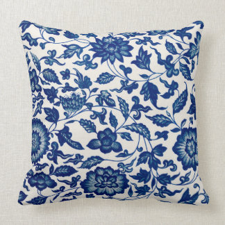 Almofada Travesseiro decorativo Floral Ornamental Azul