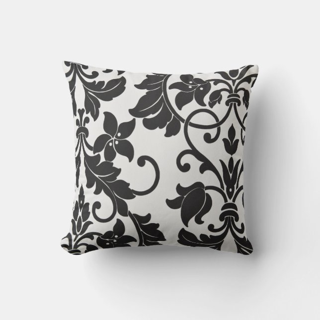 Almofada Travesseiro decorativo Floral Preto e Branco (Frente)