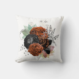 Almofada Travesseiro decorativo Floral Rosa de Cor Laranja