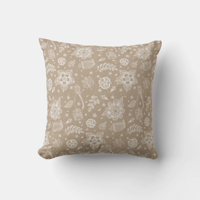 Almofada Travesseiro decorativo Floral Rustic Kraft (Frente)