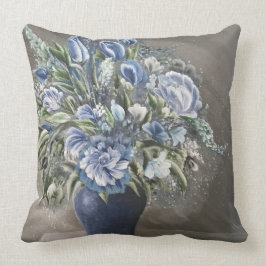 Almofada Travesseiro decorativo floral rústico azul