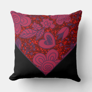 Almofada Travesseiro decorativo floral vermelho & preto do