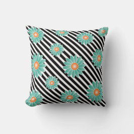 Almofada Travesseiro decorativo Flores e Listras