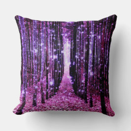 Almofada Travesseiro Decorativo: Floresta Mágica Roxo Rosa