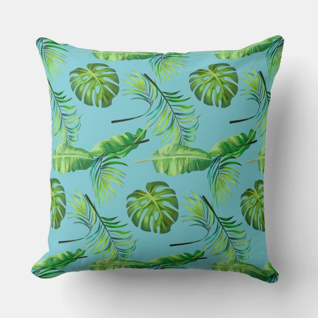 Almofada Travesseiro Decorativo-Folhas Tropicais (Frente)