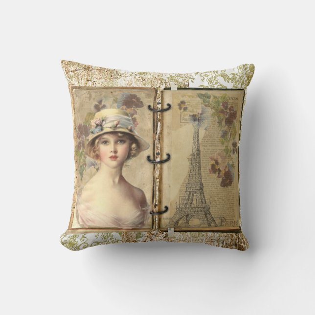 Almofada Travesseiro decorativo francês da mulher do (Frente)