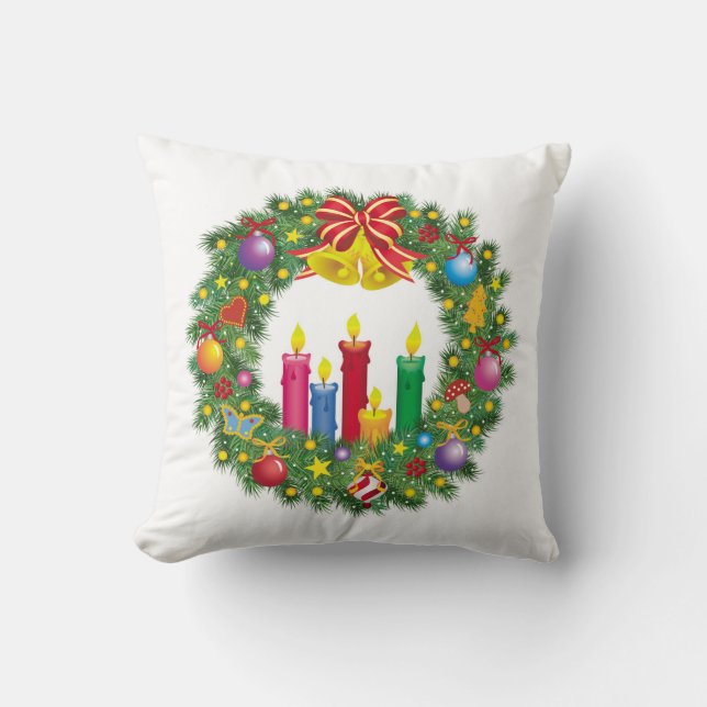 Almofada Travesseiro decorativo/Frota de Natal com Velas (Frente)