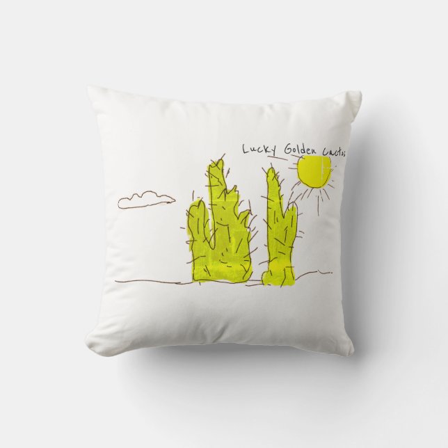 Almofada Travesseiro Decorativo Funky Doodle Cacto Dourado  (Frente)