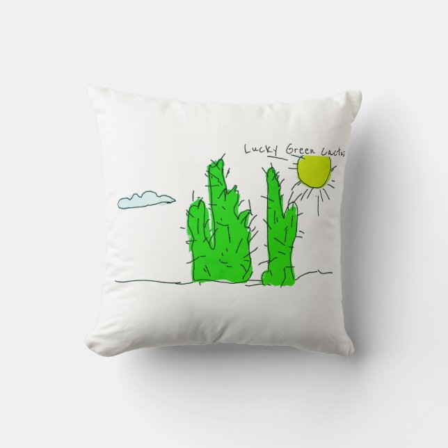 Almofada Travesseiro Decorativo Funky Lucky Green Cactus Do (Frente)