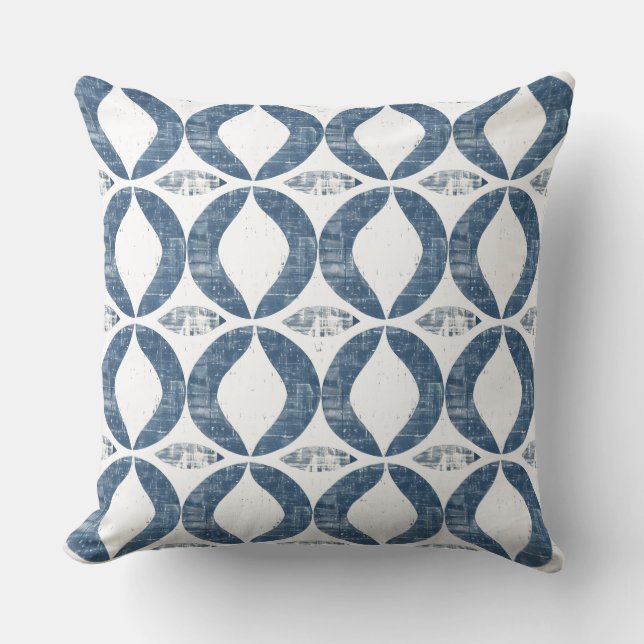 Almofada Travesseiro decorativo Geométrico Azul e Branco (Frente)