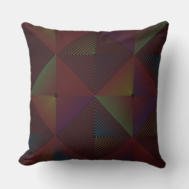 Almofada Travesseiro decorativo geométrico multicolorido (Frente)