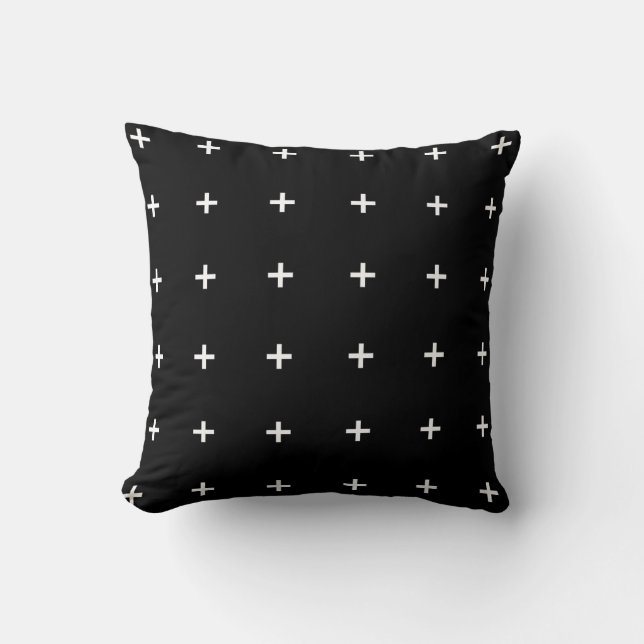Almofada Travesseiro decorativo geométrico preto & branco (Frente)