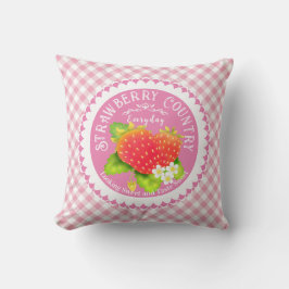 Almofada Travesseiro decorativo Gingham Rosa de Morango