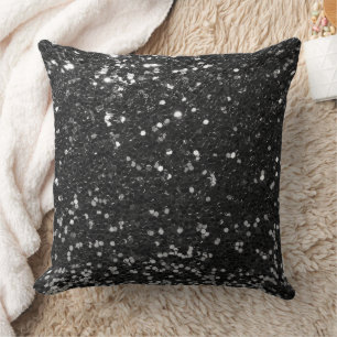 Almofada Travesseiro decorativo Glitter de Sequência Preta 