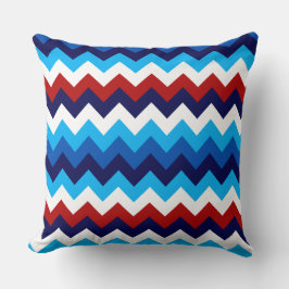 Almofada Travesseiro decorativo Grande Cevrons Azuis Branco