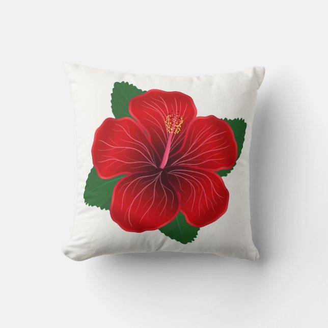 Almofada Travesseiro Decorativo - Hibisco Vermelho (Frente)