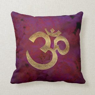 Almofada Travesseiro decorativo hindu da ioga do ouro roxo