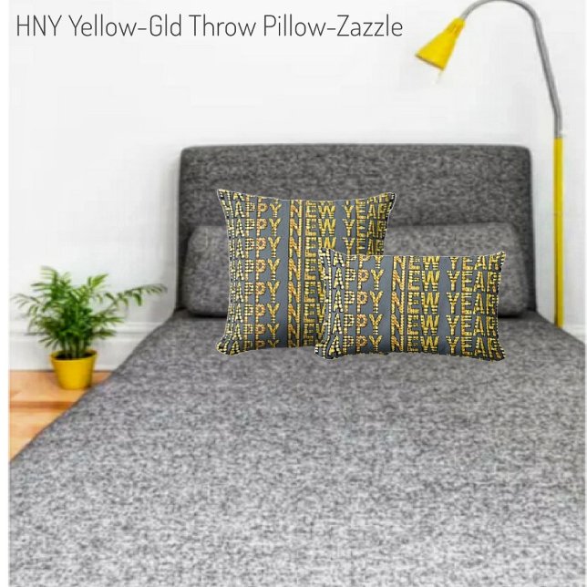 Almofada TRAVESSEIRO DECORATIVO HNY Yellow-Gld (Criador carregado)
