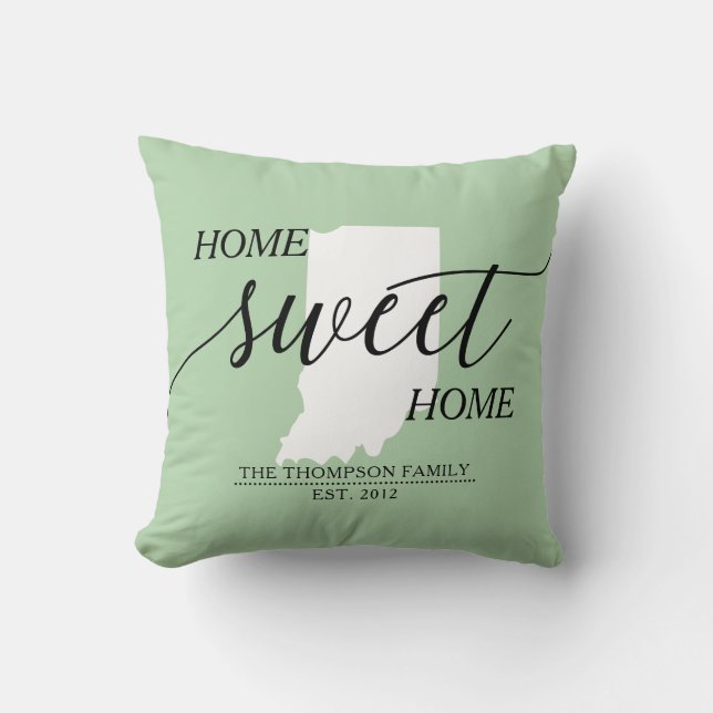 Almofada Travesseiro decorativo Home Sweet IN State Family  (Frente)