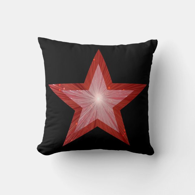 Almofada Travesseiro decorativo impresso Red Star preto (Frente)