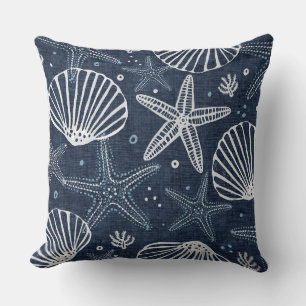 Almofada Travesseiro decorativo índigo azul e peixe-estrela