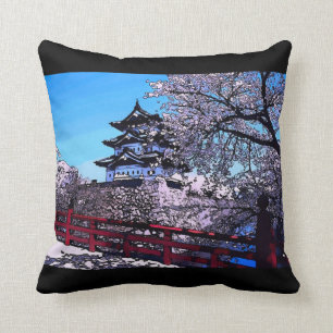 Almofada Travesseiro decorativo japonês da aguarela das