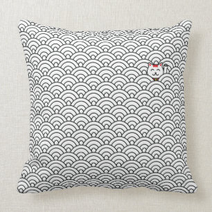 Almofada travesseiro decorativo Japonês Maneki Neko e Seig