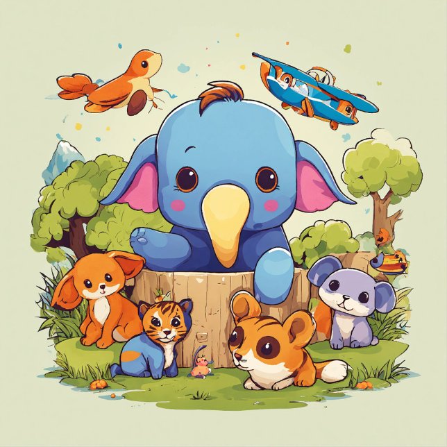 Almofada Travesseiro decorativo Joyful Jungle Buddies ("Transform your child's space into a jungle of joy with our 'Joyful Jungle Buddies Throw Pillow.' )