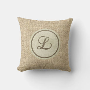 Almofada Travesseiro decorativo L com letra russa burlap