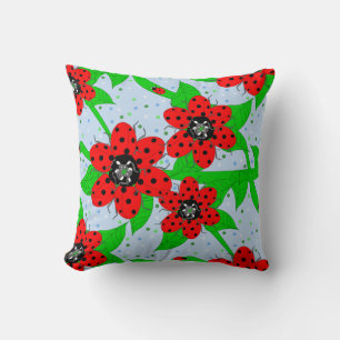 Almofada Travesseiro decorativo Ladybug Flowers