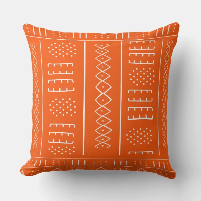Almofada Travesseiro decorativo Laranja de Padrão Africano (Frente)
