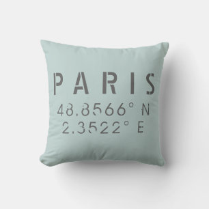 Almofada Travesseiro decorativo Latitude Longitude de Paris