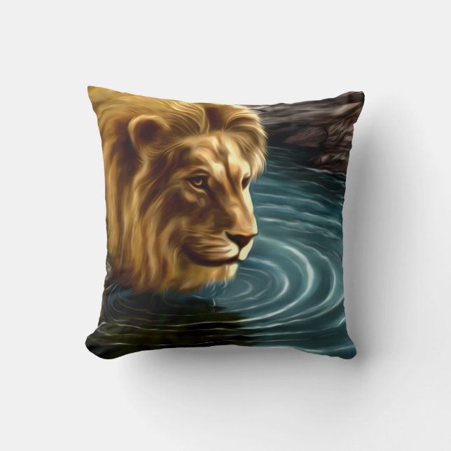 Almofada Travesseiro decorativo Leão Ouro Artístico (Frente)