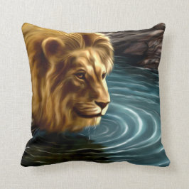 Almofada Travesseiro decorativo Leão Ouro Artístico