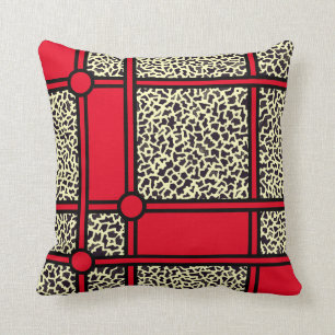Almofada Travesseiro decorativo Leopardo Vermelho