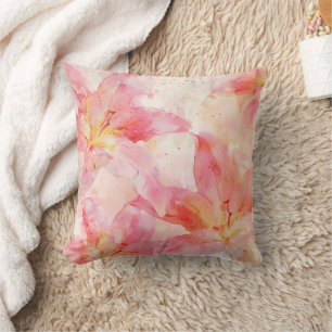 Almofada Travesseiro decorativo Lily Floral, Cor de Água Ro
