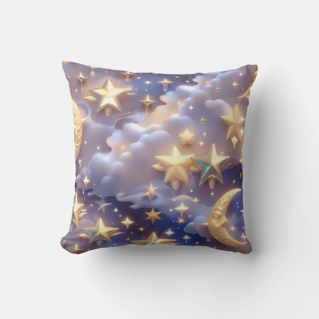 Almofada Travesseiro Decorativo – Lua Celestial Branca Luxo (Frente)
