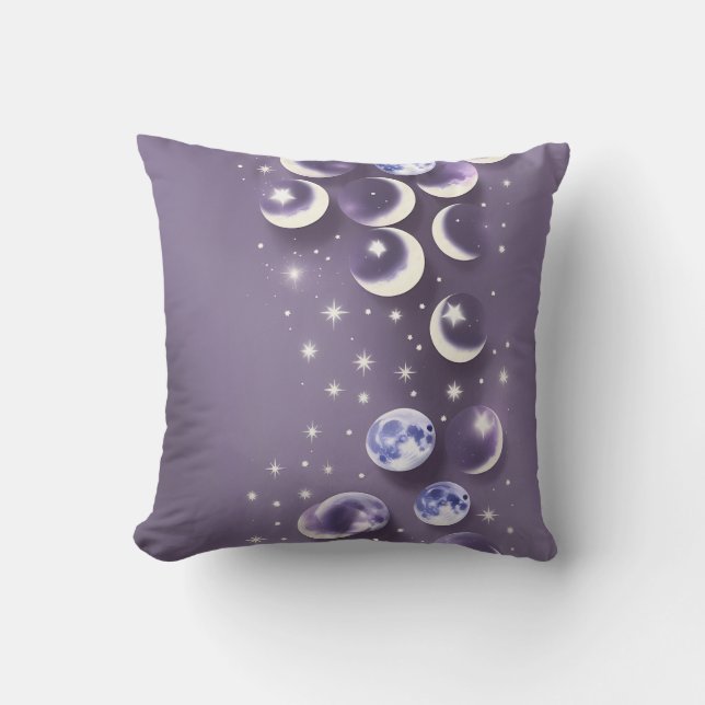 Almofada Travesseiro Decorativo - Lua Celestial Lavanda (Frente)