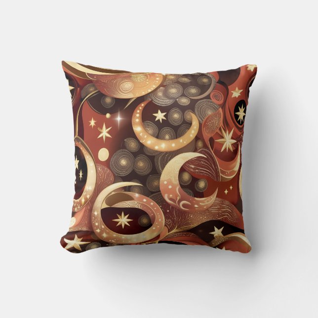 Almofada Travesseiro Decorativo – Lua Celestial Terracota d (Frente)