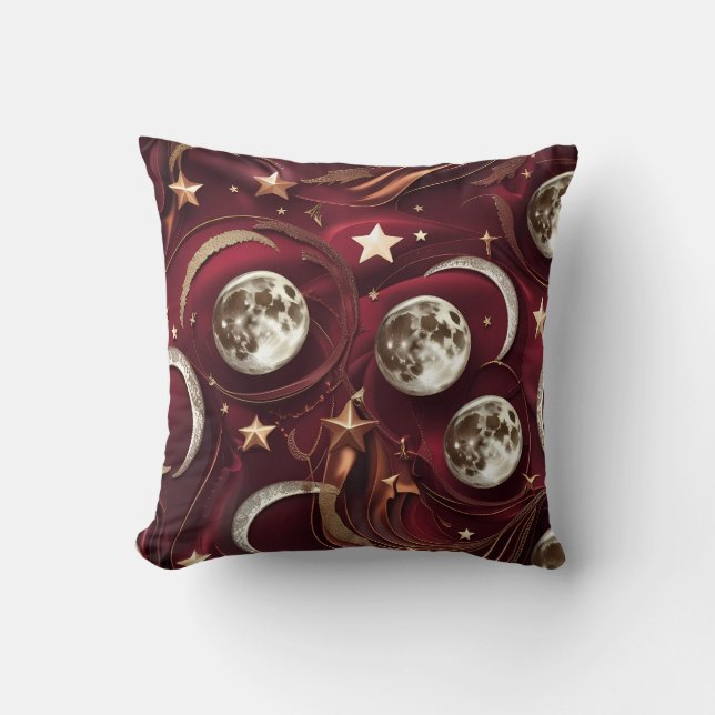 Almofada Travesseiro Decorativo – Lua Celestial Vermelho Gr (Frente)