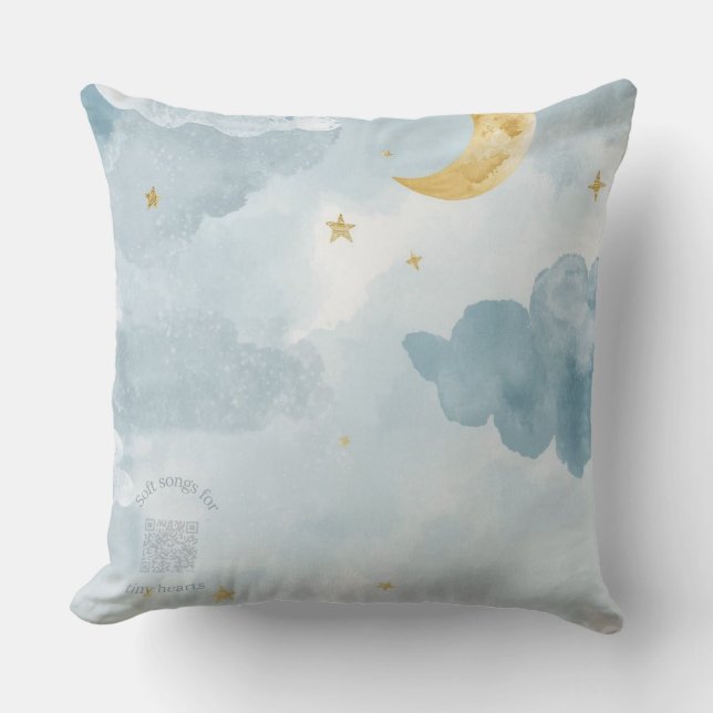 Almofada Travesseiro Decorativo Lua em Aquarela Azul – Leia (Frente)