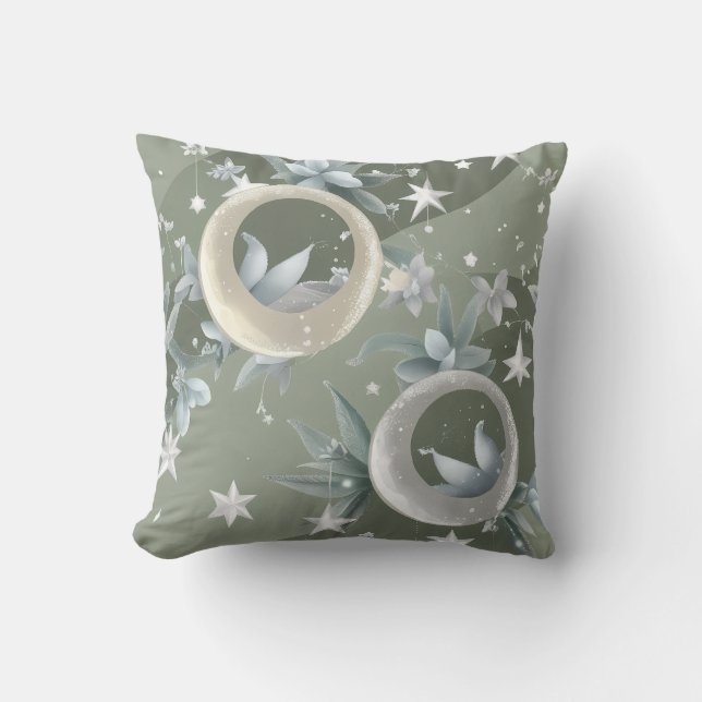 Almofada Travesseiro Decorativo - Luar Celestial Verde Sage (Frente)
