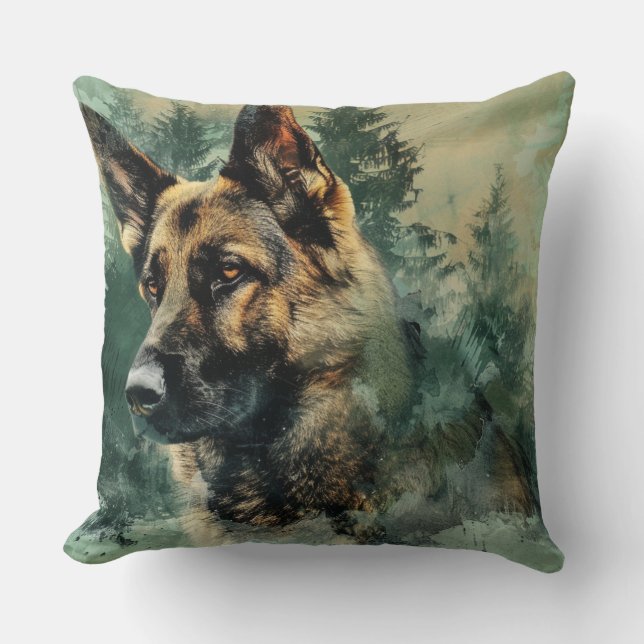 Almofada Travesseiro decorativo Maiúsculo de German shepher (Frente)