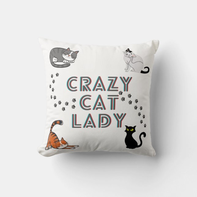 Almofada travesseiro decorativo "Maluca de Gato". (Frente)