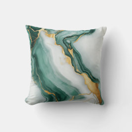 Almofada Travesseiro decorativo Marble Emerald e Dourado
