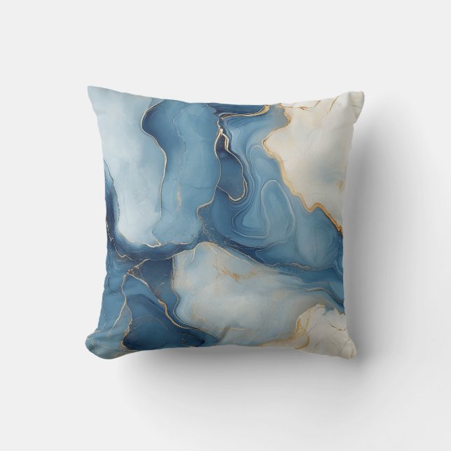 Almofada Travesseiro decorativo marinho Azul e Dourado Deco (Frente)