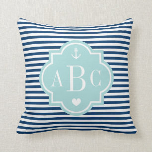 Almofada Travesseiro decorativo marinho náutico, azul e li