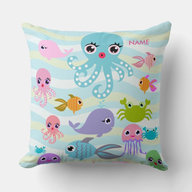 Almofada travesseiro decorativo marítimo de 20" x 20" (Frente)