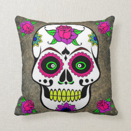 Almofada Travesseiro decorativo mexicano do crânio do