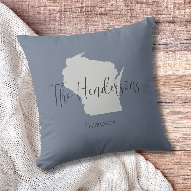 Almofada Travesseiro decorativo Mínimo do Contorno do Estad (Show pride for your state and personalize it!  "love makes this house a home in <your state>")